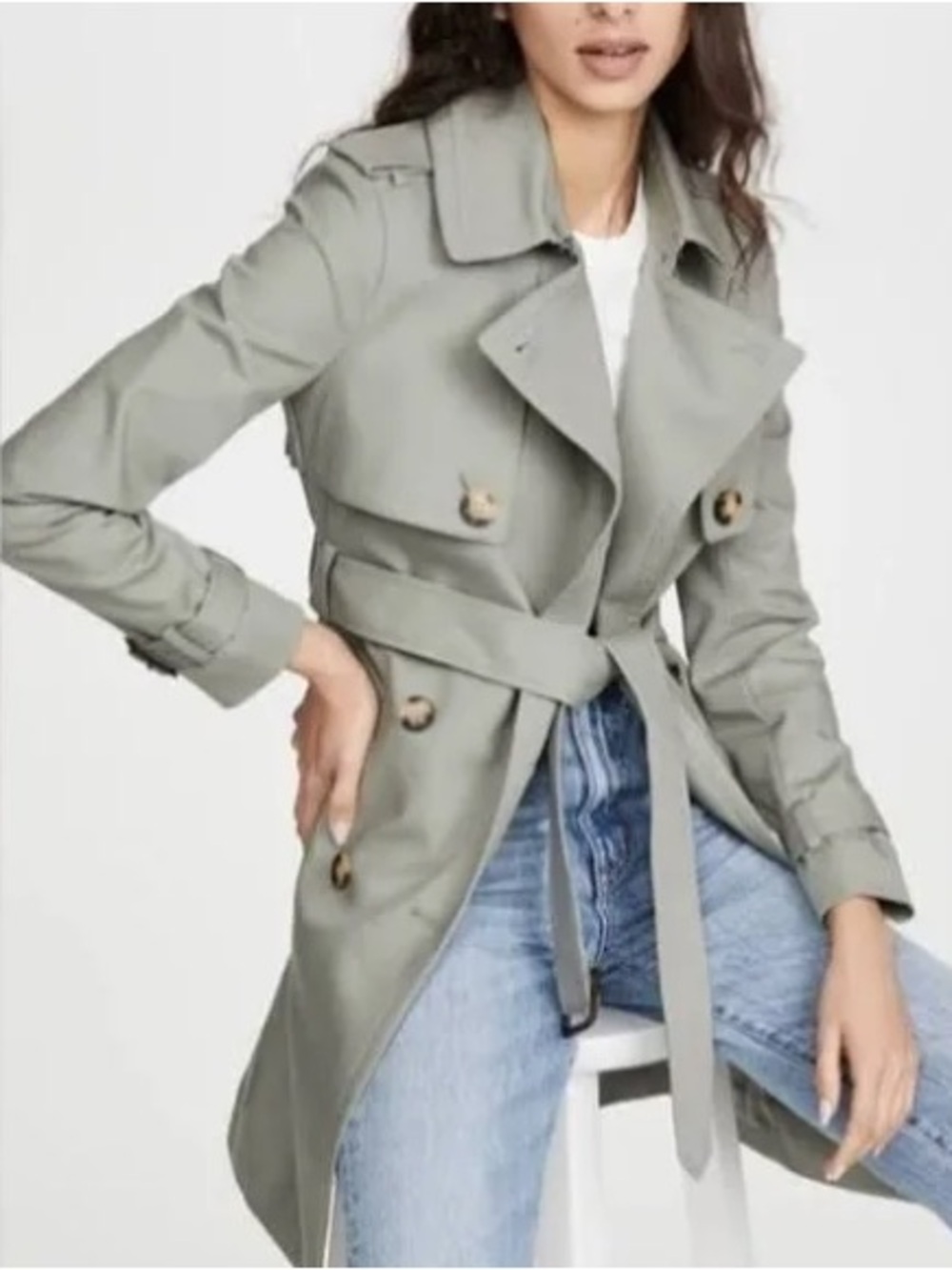 Club Monaco Women's Belted Trench Coat - Light Sage Size XS NWT - Picture 2 of 10